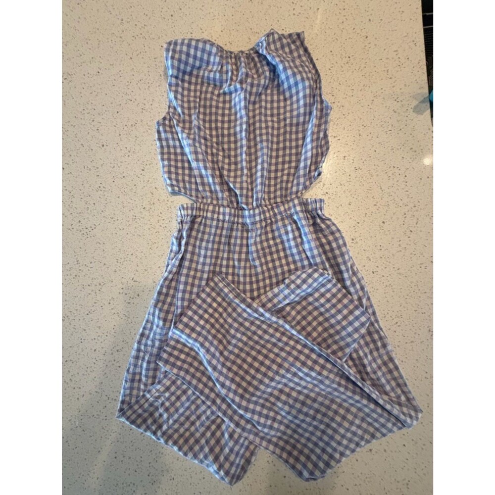 Bellerose Gingham Jumpsuit Purple Check Sleeveless Summer Romper 2